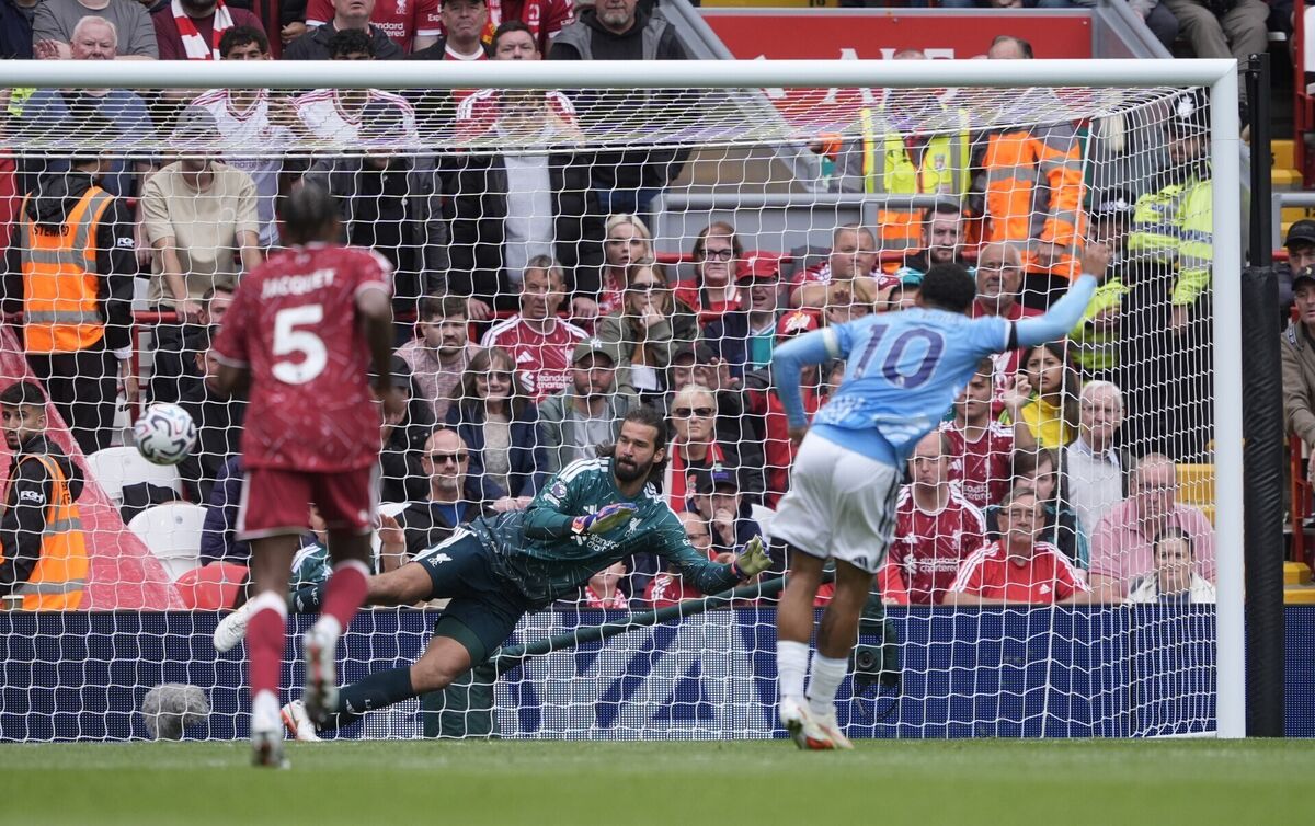 Nottingham Forest's Morgan Gibbs-White scores their side's second goal of the game from the penalty awarded against him during the Premier League match at Anfield, Liverpool.  Picture: Peter Byrne/PA Wire