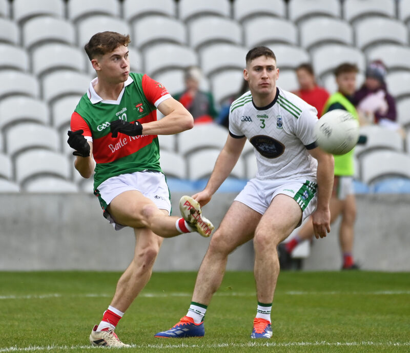 Ballinora's Mark O'Brien shoots from Ilen Rovers' Jack Collins during the McCarthy Insurance Group IAFC final last season. Picture: Eddie O'Hare