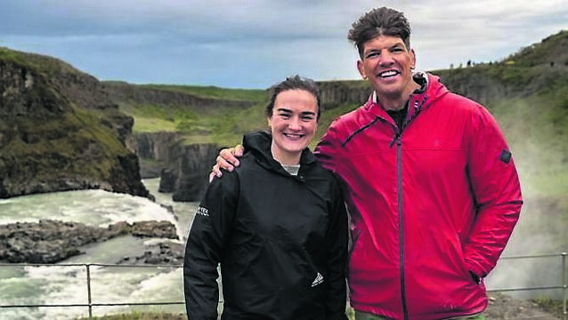 <p class="contextmenu internal_Caption">Donncha O’Callaghan and boxer Kellie Harrington in Iceland for the new RTÉ series Donncha’s Away Games</p>
