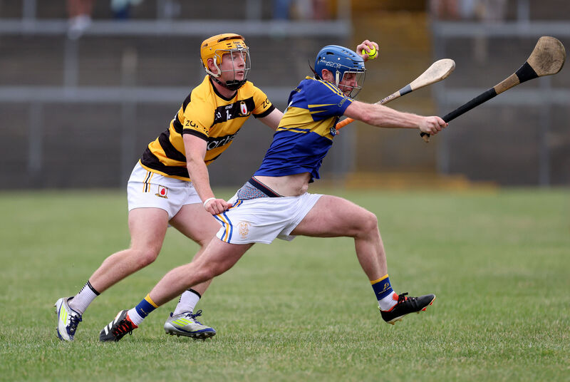  Ross O'Sullivan of Na Piarsaigh and Carrigtwohill's Jay Horgan in action during last year's championship. Picture: Jim Coughlan