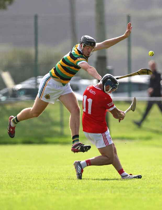 Eoin Downey of Glen Rovers tries to block a shot by Seán Bresnan of Charleville. Picture: Jim Coughlan Eoin Downey of Glen Rovers tries to block a shot by Seán Bresnan of Charleville. Picture: Jim Coughlan
