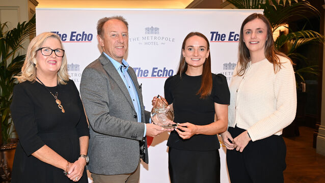 <p class="contextmenu internal_Caption">Janice Casey, sales manager, Trigon Hotels, Eoghan Dinan, Irish Examiner/The Echo, Mags Cremen, UCC RC/Lee RC, winner of The Echo women in sports award for August in association with The Metropole Hotel, Mary Riordan, senior marketing executive, The Echo. <span class="contextmenu emphasis CaptionCredit">Picture: Eddie O’Hare</span>
            </p>