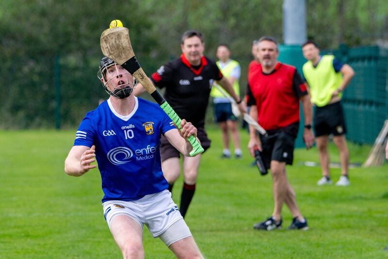 Ballinhassig captain Ger Collins controls the sliotar. Picture: Chani Anderson