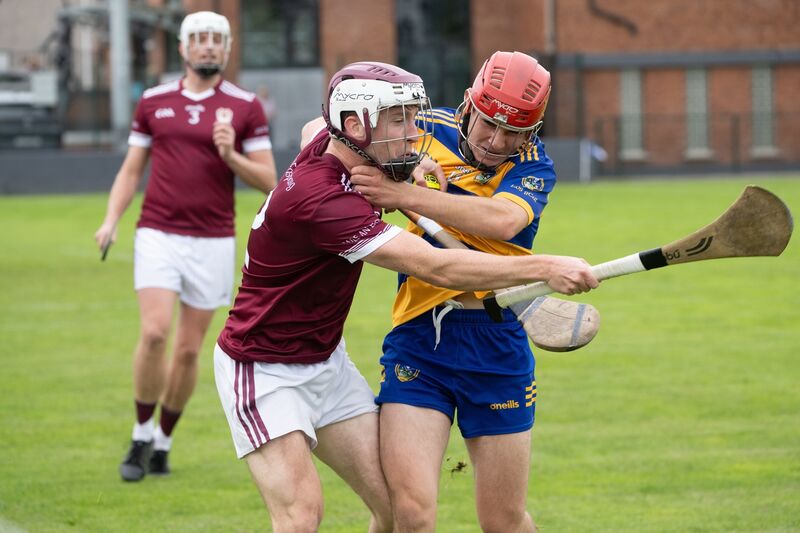 Lisgoold’s James O’Driscoll and Bishopstown’s Gearoid Murphy go head to head. Picture: Chani Anderson
