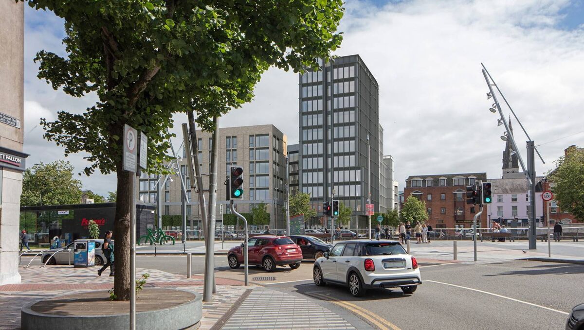 Computer-generated image of the revised student apartment plans for Cork's Sullivan's Quay. Computer-generated image of the revised student apartment plans for Cork's Sullivan's Quay.