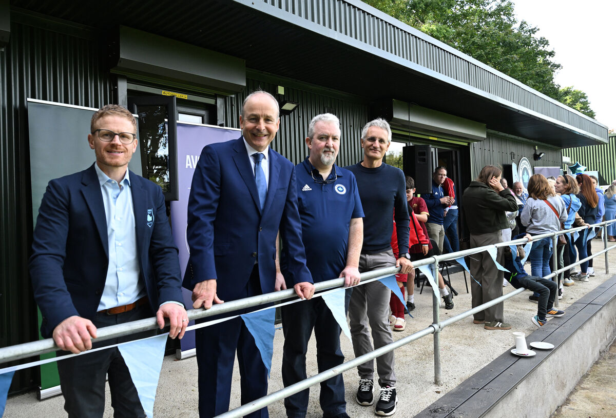 Taoiseach Micheál Martin performed the cutting of the ribbon with, from left, Joe Plunkett, club chairperson, Con Finucane, club PRO and Lorenzo Cammoranesi of Butler Cammoranesi Architects. Taoiseach Micheál Martin performed the cutting of the ribbon with, from left, Joe Plunkett, club chairperson, Con Finucane, club PRO and Lorenzo Cammoranesi of Butler Cammoranesi Architects.