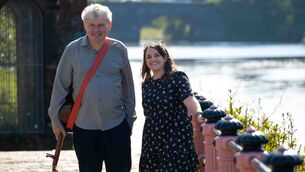 <p>John Spillane and Nell Ní Chróinín in Ceol ón gCré on TG4</p>