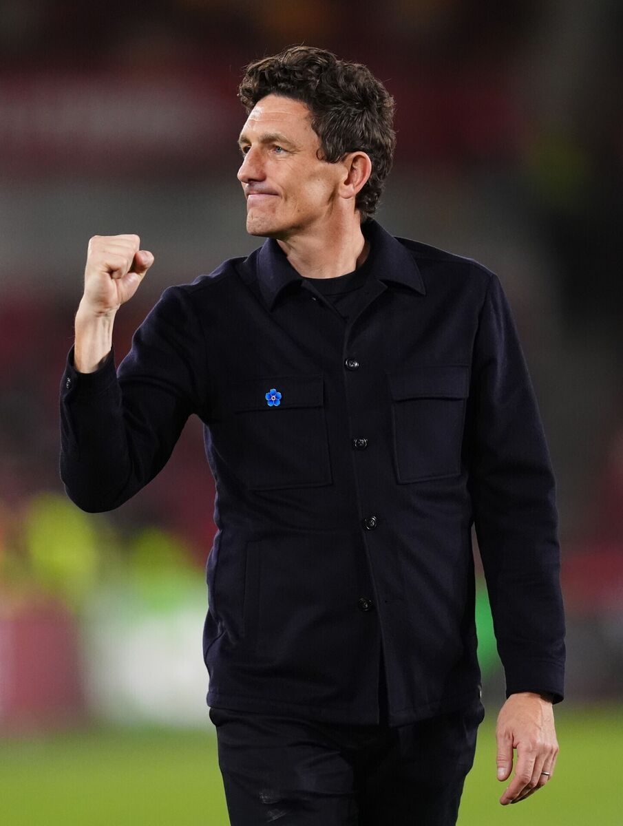 Brentford manager Keith Andrews celebrates after the final whistle following the Premier League win over Chelsea at the Gtech Community Stadium, Brentford. Picture : John Walton/PA Wire Brentford manager Keith Andrews celebrates after the final whistle following the Premier League win over Chelsea at the Gtech Community Stadium, Brentford. Picture : John Walton/PA Wire