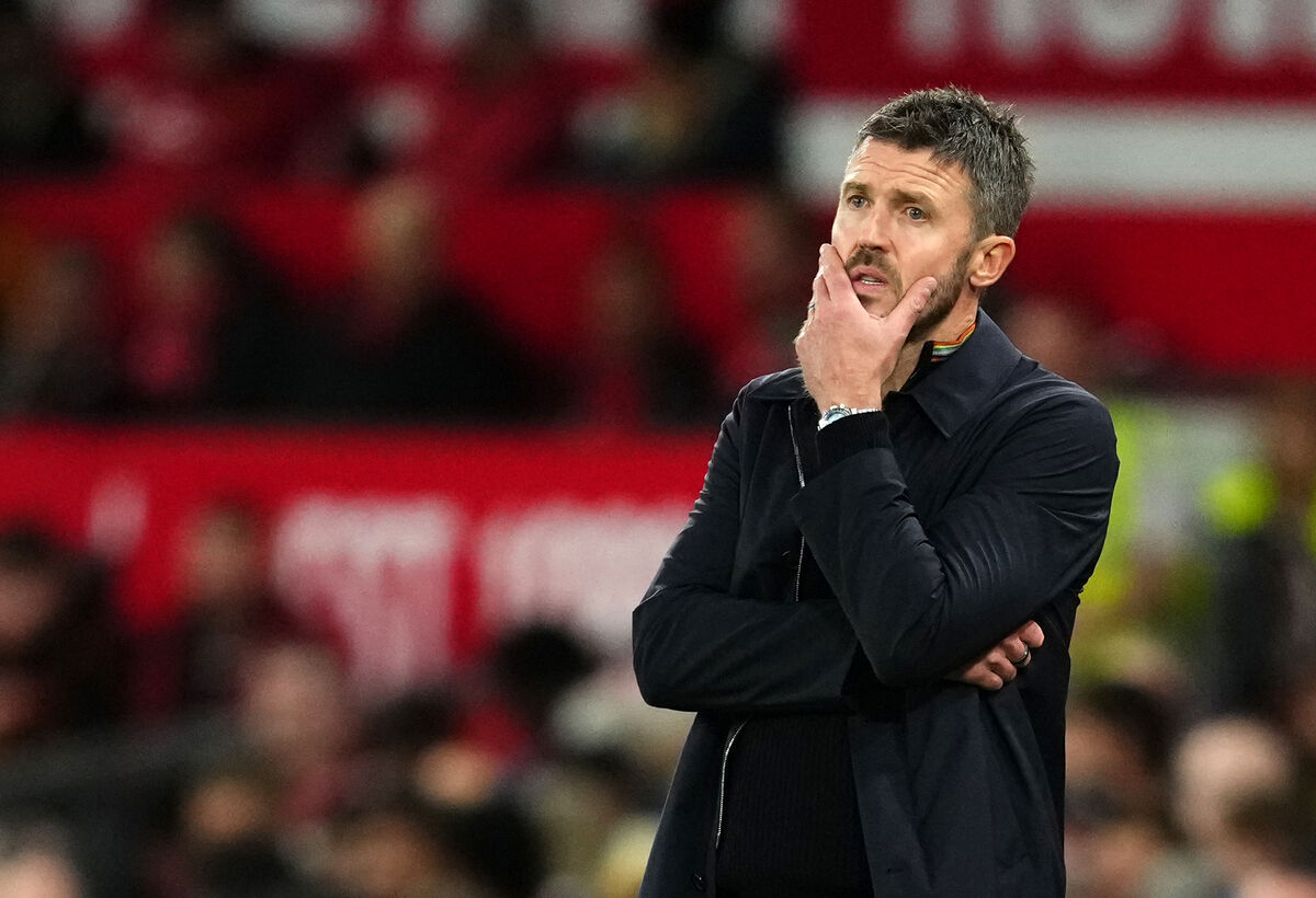 Manchester United manager Michael Carrick reacts following the Carabao Cup Third Round match at Old Trafford, Manchester. Manchester United manager Michael Carrick reacts following the Carabao Cup Third Round match at Old Trafford, Manchester.