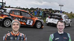 <p>Monaghan's Josh Moffett (Toyota GR Yaris Rally2), right, and Kilkenny's Eddie Doherty (Skoda Fabia RS Rally2) will battle for the Fisher Perpetual Trophy for the Irish Tarmac Rally Championship that will be decided on this weekend's MRF Tyres Cork 20 Rally. Picture: Martin Walsh.</p> <p>Monaghan's Josh Moffett (Toyota GR Yaris Rally2), right, and Kilkenny's Eddie Doherty (Skoda Fabia RS Rally2) will battle for the Fisher Perpetual Trophy for the Irish Tarmac Rally Championship that will be decided on this weekend's MRF Tyres Cork 20 Rally. Picture: Martin Walsh.</p>