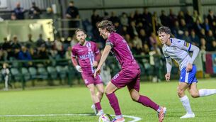 <p>Rhys Gourdie in action for Cobh Ramblers against Athlone Town in St Colmans Park. Picture: Adam Sheehan</p>