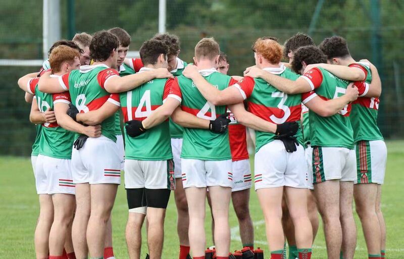 The Ballinora team in a huddle prior to the Fermoy game. Picture: John Hannon