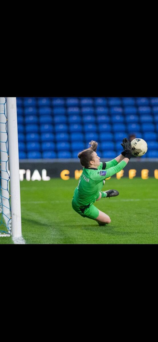 Maria O’Sullivan making a superb save for he club Wexford Youths in a recent SSE Airtricity Women’s Premier League game.