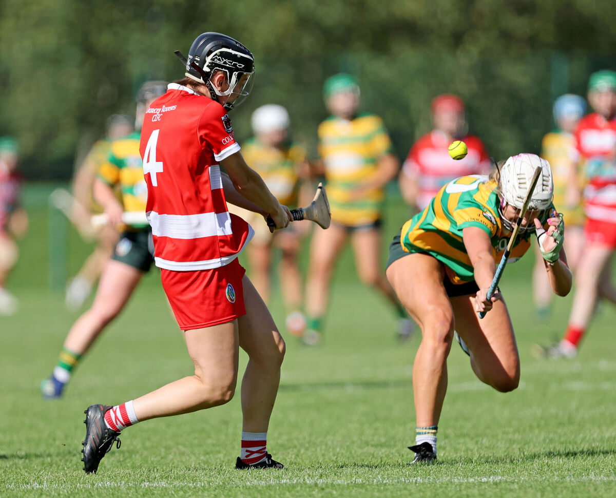Grainne Hannon, Courcey Rovers, clearing from Bronagh O'Shaughnessy, Blackrock. Picture: Jim Coughlan. Grainne Hannon, Courcey Rovers, clearing from Bronagh O'Shaughnessy, Blackrock. Picture: Jim Coughlan.