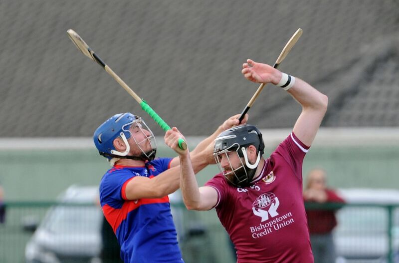 Bishopstown's Brendan O'Brien and Erin's Own's Cormac Dooley trying to win the ball. Picture: Denis Minihane Bishopstown's Brendan O'Brien and Erin's Own's Cormac Dooley trying to win the ball. Picture: Denis Minihane