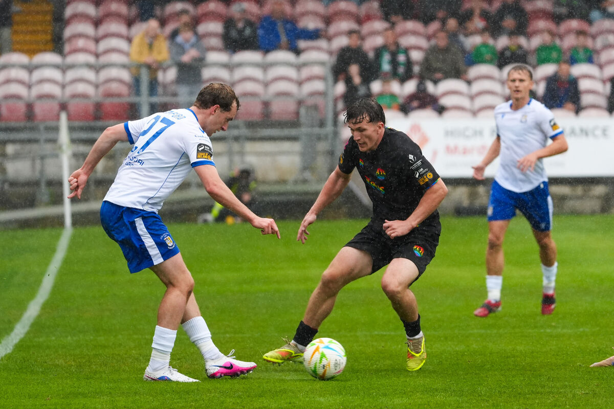 Cork City’s Joshua Fitzpatrick tries to get away from Athlone’s James Crawford. Picture: Noel Sweeney Cork City’s Joshua Fitzpatrick tries to get away from Athlone’s James Crawford. Picture: Noel Sweeney