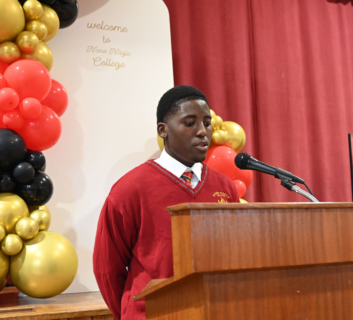 The head boy and student MC Seán Phiri at the grand opening. The head boy and student MC Seán Phiri at the grand opening.