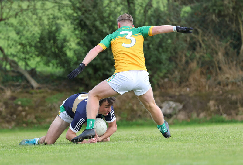 Daniel Buckley of Boherbue puts the pressure on Denis O'Mullane of Kilmurry. Picture: Jim Coughlan Daniel Buckley of Boherbue puts the pressure on Denis O'Mullane of Kilmurry. Picture: Jim Coughlan