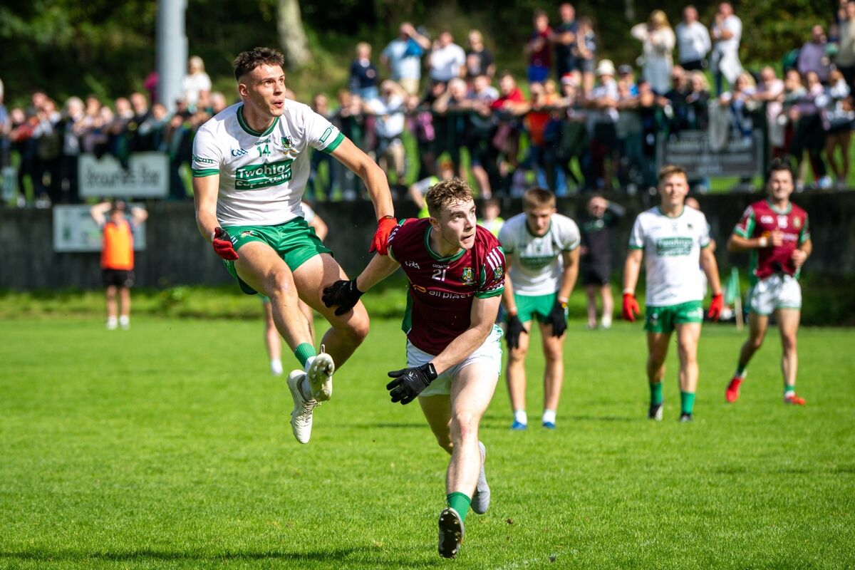 Kanturk's Colin Walsh watches as his strike goes over the bar against Aghabullogue. Picture: Chani Anderson