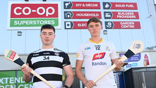 <p>Bandon's Eolann McSweeney (right) with Aaron Mulcahy of Midleton ahead of this weekend's Co-op SuperStores IAHC semi-final. Picture: Eddie O'Hare</p>