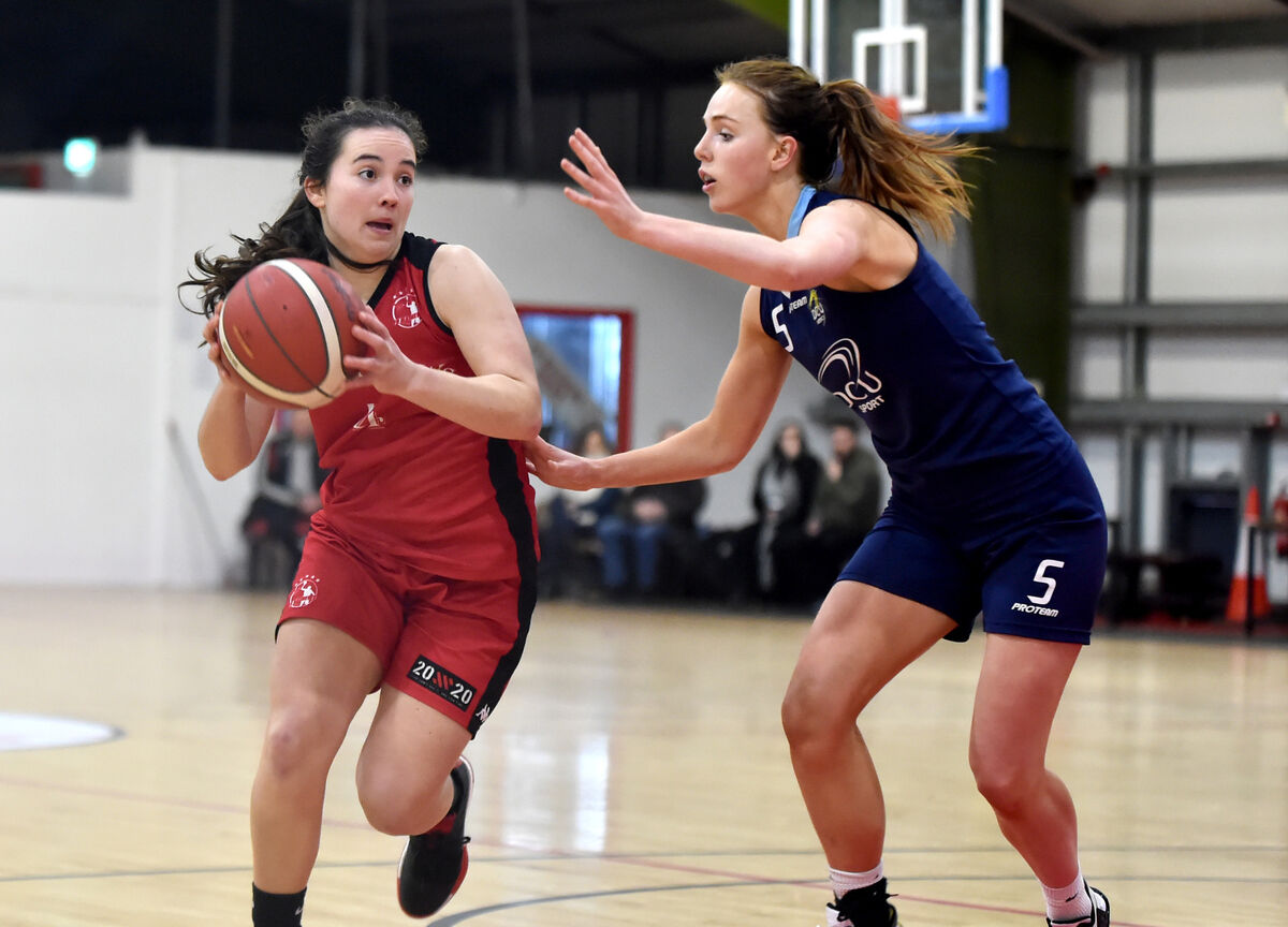 Fr Mathew's Amy Corkery takes on DCU Mercy's Nicole Clancy during the Women's Super League at The Fr Mathew Arena. Picture; Eddie O'Hare Fr Mathew's Amy Corkery takes on DCU Mercy's Nicole Clancy during the Women's Super League at The Fr Mathew Arena. Picture; Eddie O'Hare
