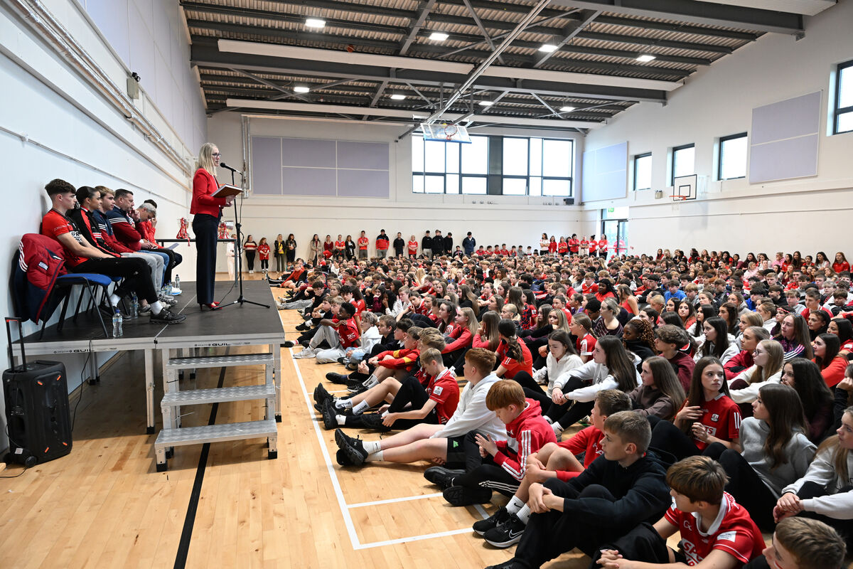 Principal Lorna Dundon addresses staff and pupils. Principal Lorna Dundon addresses staff and pupils.