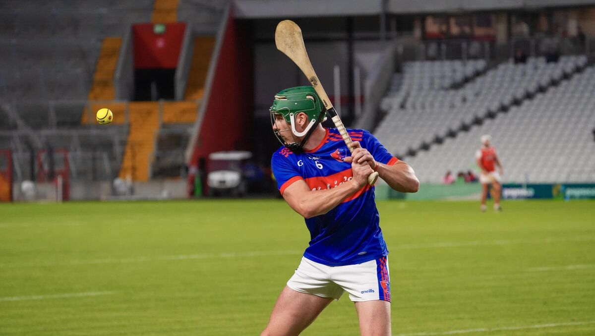 Erin's Own's Oran O’Regan sends the sliotar towards goal from a free. Picture: Noel Sweeney