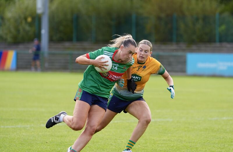 Clonakilty’s Sineád O’ Donovan gets around a tackle from Glanmre’s Ellen Baker. Picture: Noel Sweeney Clonakilty’s Sineád O’ Donovan gets around a tackle from Glanmre’s Ellen Baker. Picture: Noel Sweeney