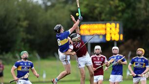 <p> Bill Curtin, Kilshannig, and Padraig Butler, Argideen Rangers, battle for the high ball at Coachford. Picture: Jim Coughlan.</p> <p> Bill Curtin, Kilshannig, and Padraig Butler, Argideen Rangers, battle for the high ball at Coachford. Picture: Jim Coughlan.</p>