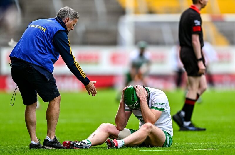 Ryan Walsh of Kanturk is consoled by St Finbarr's manager Paudie Murray. Picture: Tyler Miller/Sportsfile Ryan Walsh of Kanturk is consoled by St Finbarr's manager Paudie Murray. Picture: Tyler Miller/Sportsfile