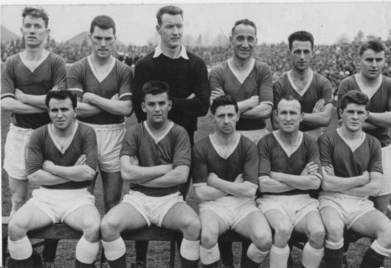 Cork Hibs 1963 FAI Cup semi-final. Back: Noel O'Mahony, Jack Morley, Bobby Brohan, Tommy Hamilton, John Kingston, Mick Ahearn. Front: Jerry Lane, Tony Allen, Donie Wallace, Tommy Egglinton. Pat O'Callaghan. Cork Hibs 1963 FAI Cup semi-final. Back: Noel O'Mahony, Jack Morley, Bobby Brohan, Tommy Hamilton, John Kingston, Mick Ahearn. Front: Jerry Lane, Tony Allen, Donie Wallace, Tommy Egglinton. Pat O'Callaghan.