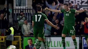 <p>Republic of Ireland vs England: Ireland's Tommy Lonergan celebrates with Oisín Gallagher after he scores his sides 3rd goal of the match </p> <p>Republic of Ireland vs England: Ireland's Tommy Lonergan celebrates with Oisín Gallagher after he scores his sides 3rd goal of the match </p>
