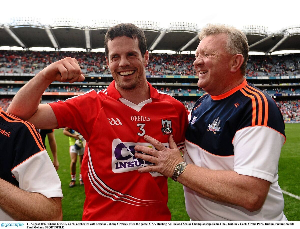 Shane O'Neill, Cork, celebrates with selector Johnny Crowley in 2013. Picture: Paul Mohan/SPORTSFILE Shane O'Neill, Cork, celebrates with selector Johnny Crowley in 2013. Picture: Paul Mohan/SPORTSFILE