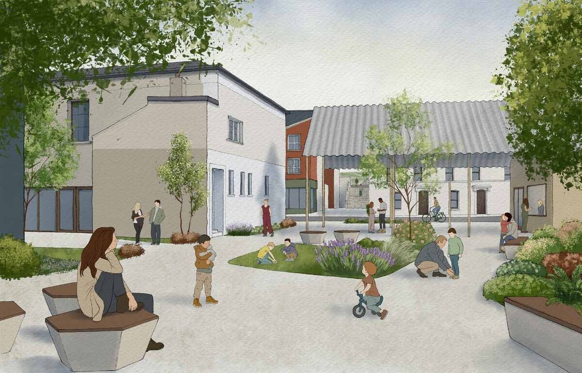 Drawing of the re-imagined Berwick Lane in Blackpool - the council plans to pedestrianise it and put in a new community café and a pocket park.