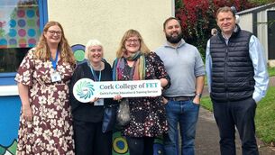 <p>Rosella Sheehan, Deirdre Morgan, Sarah Geary, Neil Murphy ETB and Padraig O’Sullivan TD at the Newbury House anniversary celebrations in Mayfield.</p>