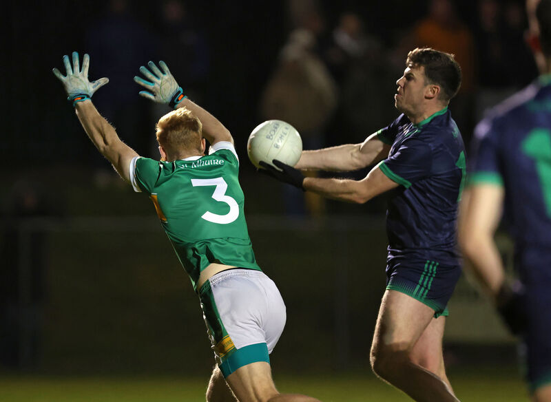 Wiliam Ronan of Kilmurry tries to block John Corkery of Boherbue. Picture: Jim Coughlan Wiliam Ronan of Kilmurry tries to block John Corkery of Boherbue. Picture: Jim Coughlan