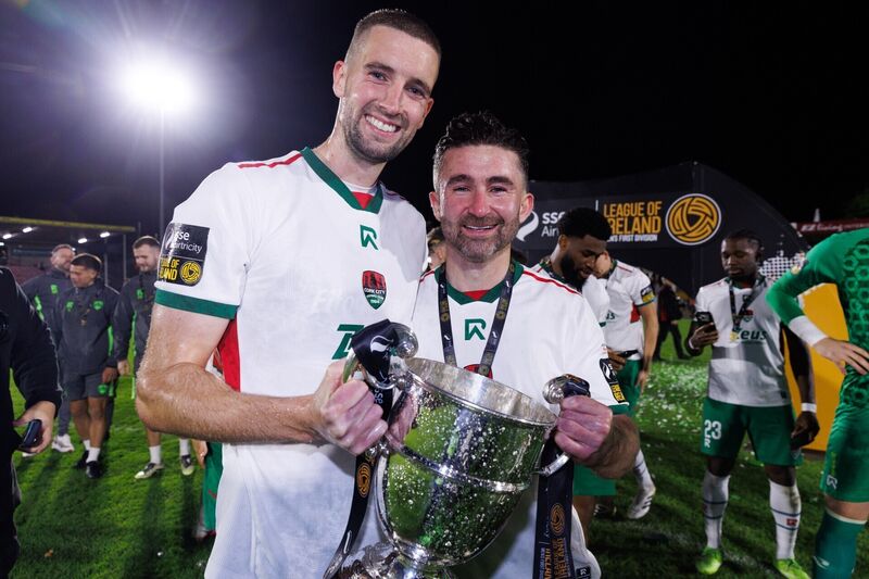 Cork City's Fiacre Kelleher and Seani Maguire with the silverware. Picture: INPHO/Tom Maher Cork City's Fiacre Kelleher and Seani Maguire with the silverware. Picture: INPHO/Tom Maher