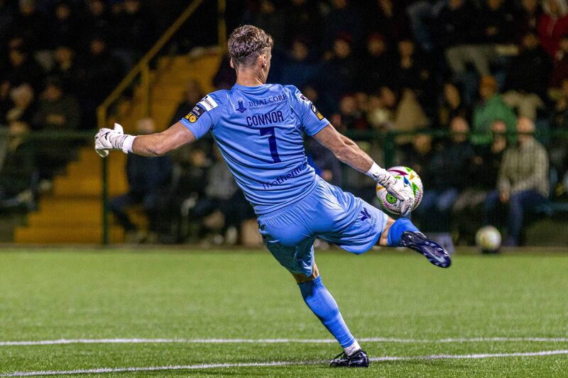 Kerry goalkeeper Matthew Connor sends a long ball against Cobh Ramblers in their play-off battle. Picture: Adam Sheehan Kerry goalkeeper Matthew Connor sends a long ball against Cobh Ramblers in their play-off battle. Picture: Adam Sheehan