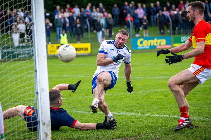 Ciarán Ó Duinnín puts one in the net for Cill na Martra. Picture: Chani Anderson Ciarán Ó Duinnín puts one in the net for Cill na Martra. Picture: Chani Anderson
