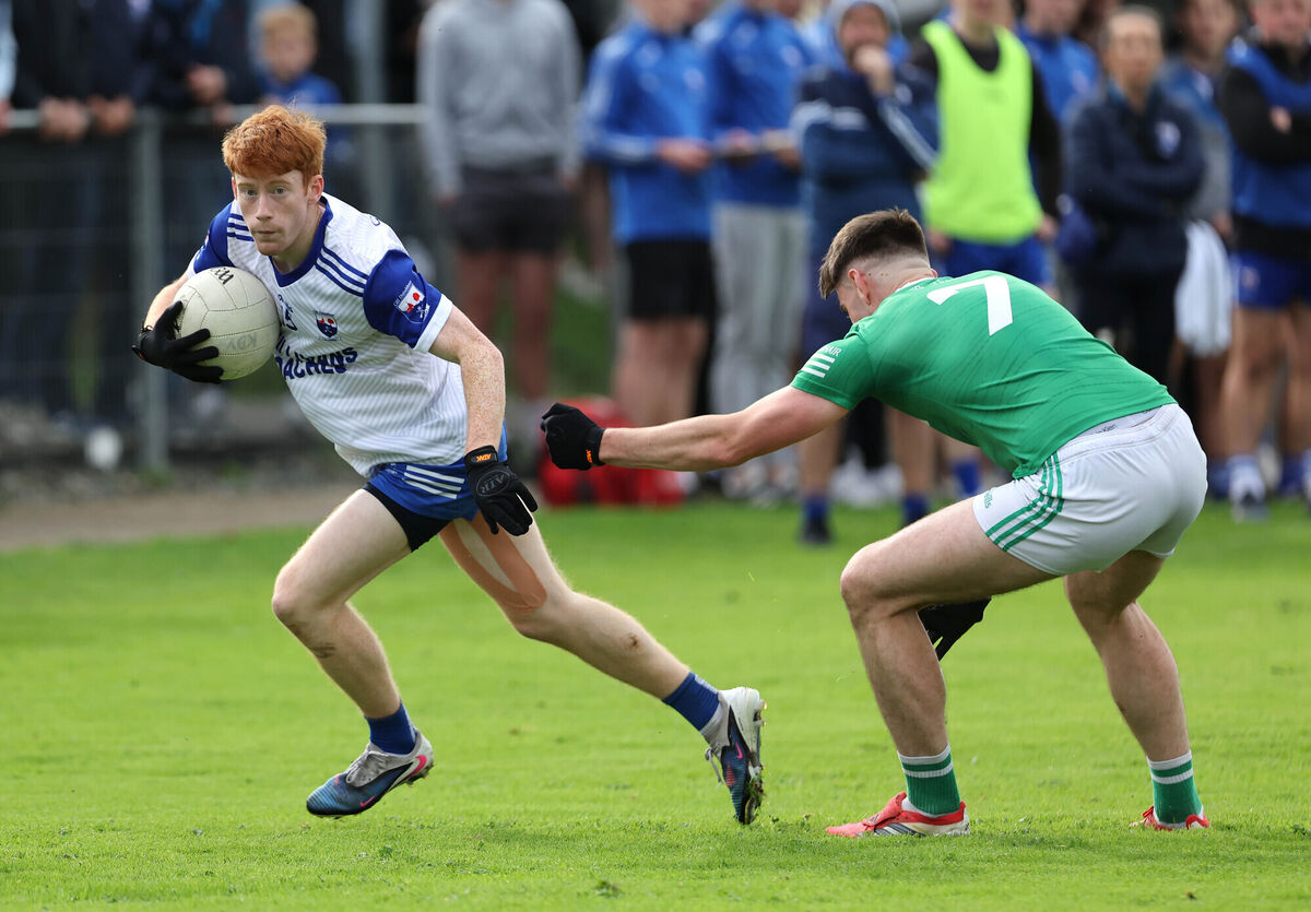  Tadhg Murphy, Kildorrery, tackles Michael Blackburne, Glanworth. Picture: Jim Coughlan.