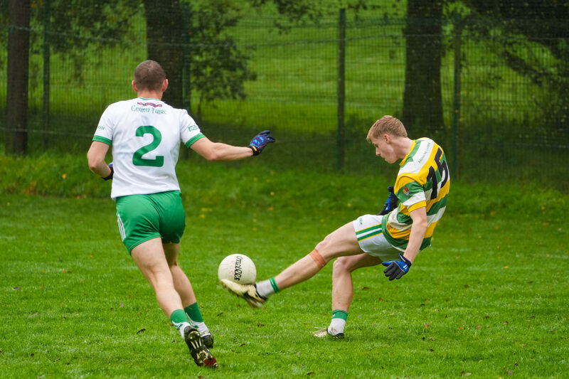 Carbery Rangers' Dylan O’Neill shoots for a point as Kanturk’s John McLaughlin closes in. Picture: Noel Sweeney Carbery Rangers' Dylan O’Neill shoots for a point as Kanturk’s John McLaughlin closes in. Picture: Noel Sweeney