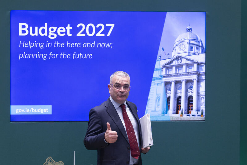 Minister for Social Protection and Minister for Rural and Community Development and the Gaeltacht: Dara Calleary TD detailing the details of Budget 2027.	Picture:: Sam Boal/Collins Photos
                    