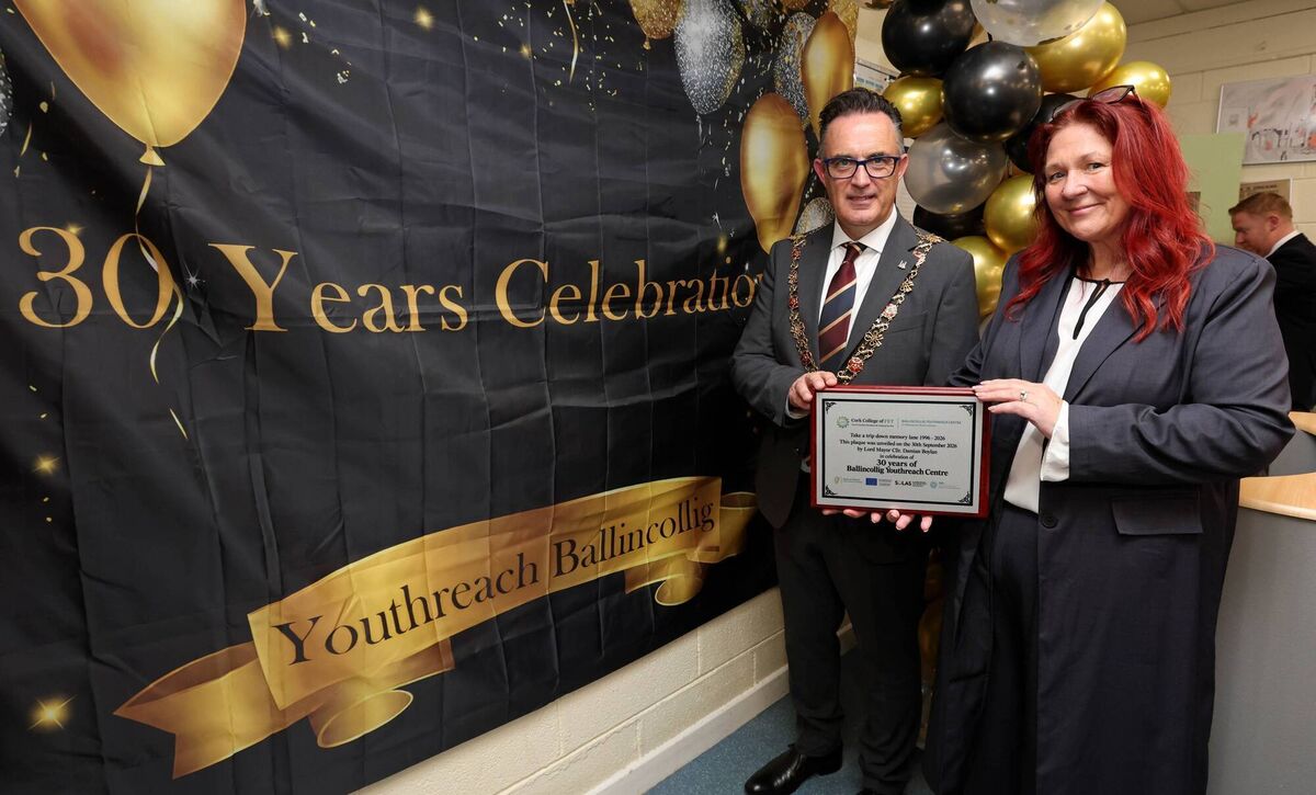 Lord Mayor councillor Damian Boylan with Karen Hogan, Cork ETB Ballincollig Youthreach co-ordinator, at the 30th anniversary celebrations. Picture: Jim Coughlan. Lord Mayor councillor Damian Boylan with Karen Hogan, Cork ETB Ballincollig Youthreach co-ordinator, at the 30th anniversary celebrations. Picture: Jim Coughlan.