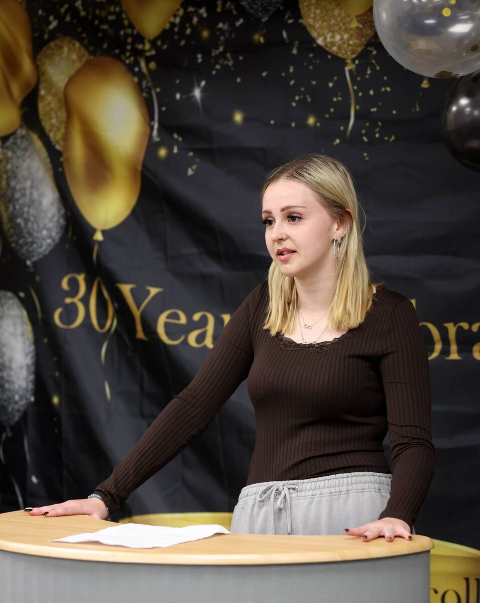 Student Vanessa Nejedly speaking at the event. Picture: Jim Coughlan. Student Vanessa Nejedly speaking at the event. Picture: Jim Coughlan.