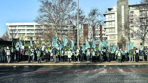 <p class="contextmenu internal_Caption">HSE staff at a previous protest outside Cork University Hospital. Tomorrow will also see a picket outside the hospital as staff take part in the nationwide protest: Picture: Chani Anderson</p>