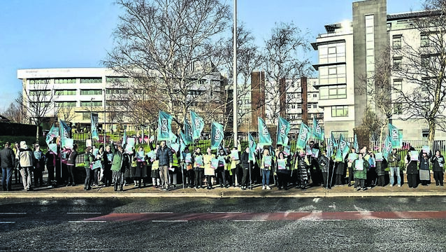 <p class="contextmenu internal_Caption">HSE staff at a previous protest outside Cork University Hospital. Tomorrow will also see a picket outside the hospital as staff take part in the nationwide protest: Picture: Chani Anderson</p> <p class="contextmenu internal_Caption">HSE staff at a previous protest outside Cork University Hospital. Tomorrow will also see a picket outside the hospital as staff take part in the nationwide protest: Picture: Chani Anderson</p>