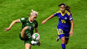 <p>Denise O'Sullivan of Republic of Ireland in action against Fatima Satygaliyeva of Kazakhstan during the 2027 FIFA Women’s World Cup qualifying round 1 play-off second leg match between Republic of Ireland and Kazakhstan at SuperValu Páirc Uí Chaoimh in Cork. Photo by Michael P Ryan/Sportsfile</p> <p>Denise O'Sullivan of Republic of Ireland in action against Fatima Satygaliyeva of Kazakhstan during the 2027 FIFA Women’s World Cup qualifying round 1 play-off second leg match between Republic of Ireland and Kazakhstan at SuperValu Páirc Uí Chaoimh in Cork. Photo by Michael P Ryan/Sportsfile</p>