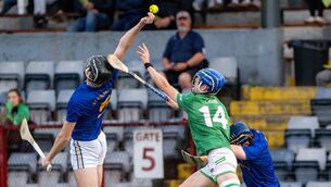 <p>Killeagh’s Ben Geary in action during the P2 Minor Hurling Championship final against St Finbarrs’ Liam O’Regan. Picture: Chani Anderson</p>