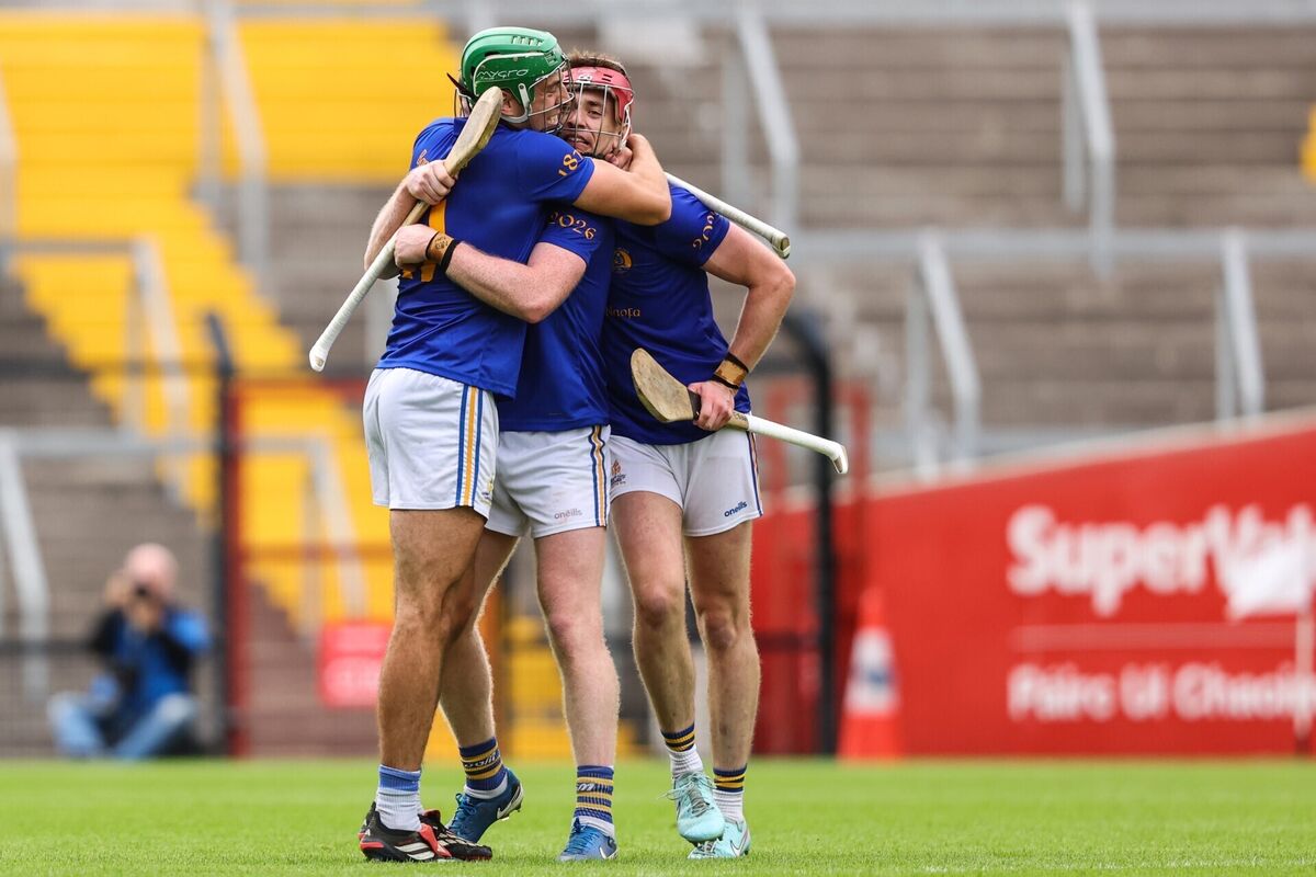 St Finbarr's Ben Cunningham, Conor Cahalane and Ethan Twomey celebrate after the sem-final. Picture: INPHO/Ben Brady St Finbarr's Ben Cunningham, Conor Cahalane and Ethan Twomey celebrate after the sem-final. Picture: INPHO/Ben Brady