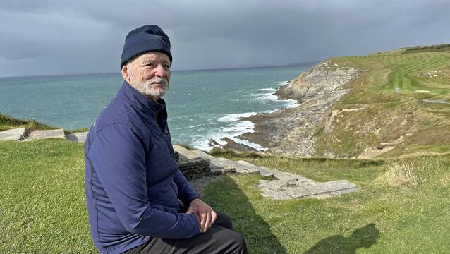 <p>Bill Murray filming A Course Called Ireland, a six-part series which includes a visit to the Old Head golf course in Kinsale</p>
